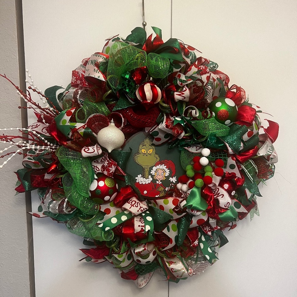 New Handmade, The Grinch, Holiday Wreath, 30 inch